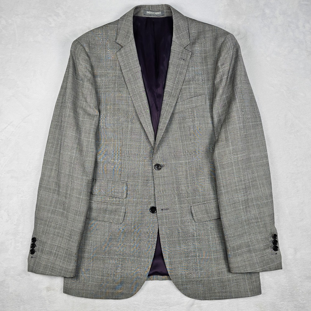 Indochino Suit Mens Sz 42R Pants 34x31 Houndstooth Glen Plaid Check 100% Wool - Picture 3 of 16